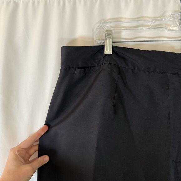 ICE 100% Silk Pants Women's 20 Black Cropped Pocketless Lightweight - Picture 4 of 11